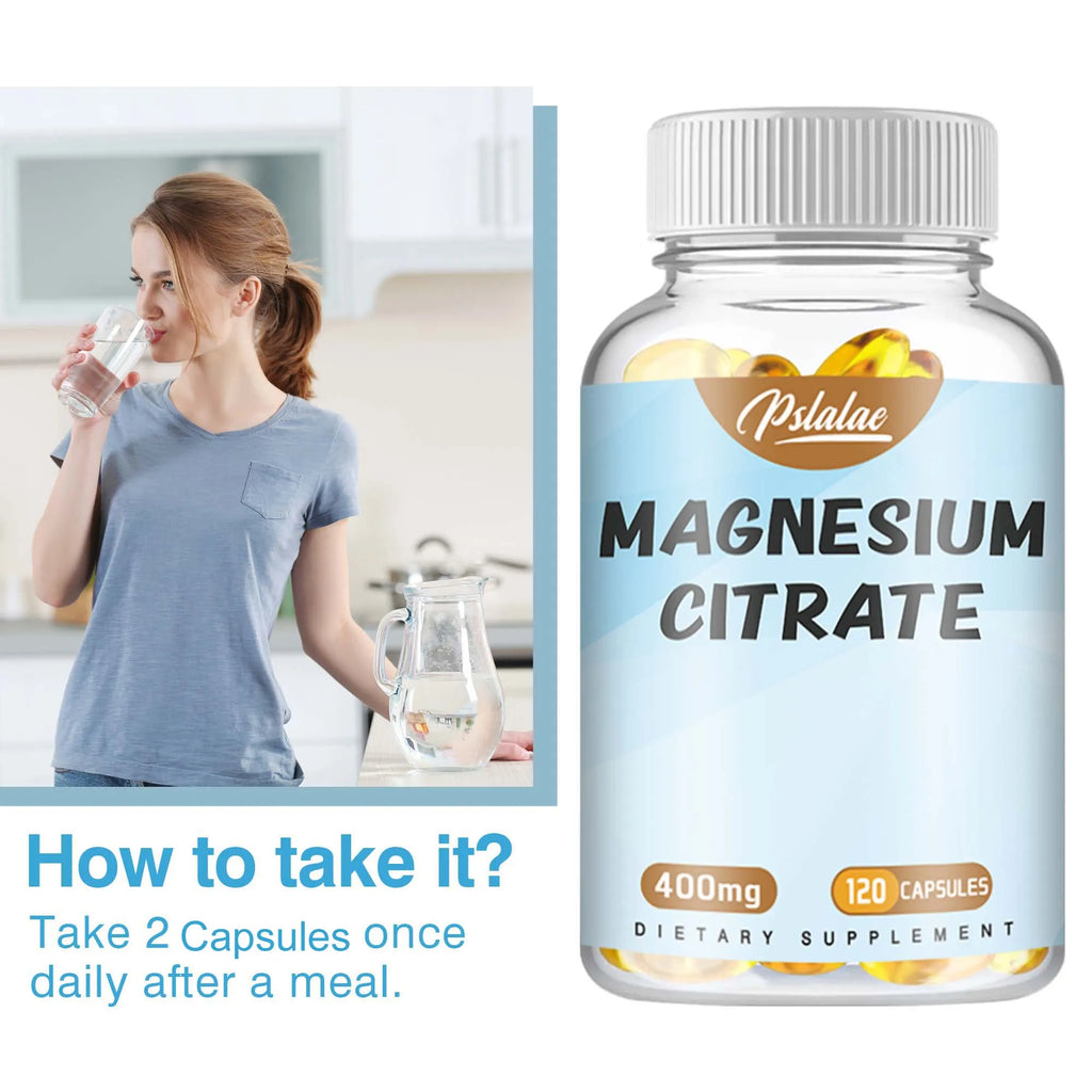 Magnesium Citrate Capsules - Supports Muscle, Nervous System, Bone, Heart Health and Energy - 120 Capsules