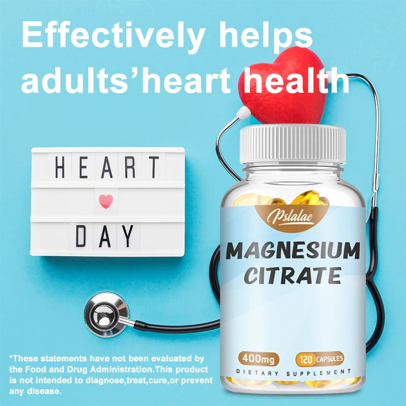 Magnesium Citrate Capsules - Supports Muscle, Nervous System, Bone, Heart Health and Energy - 120 Capsules
