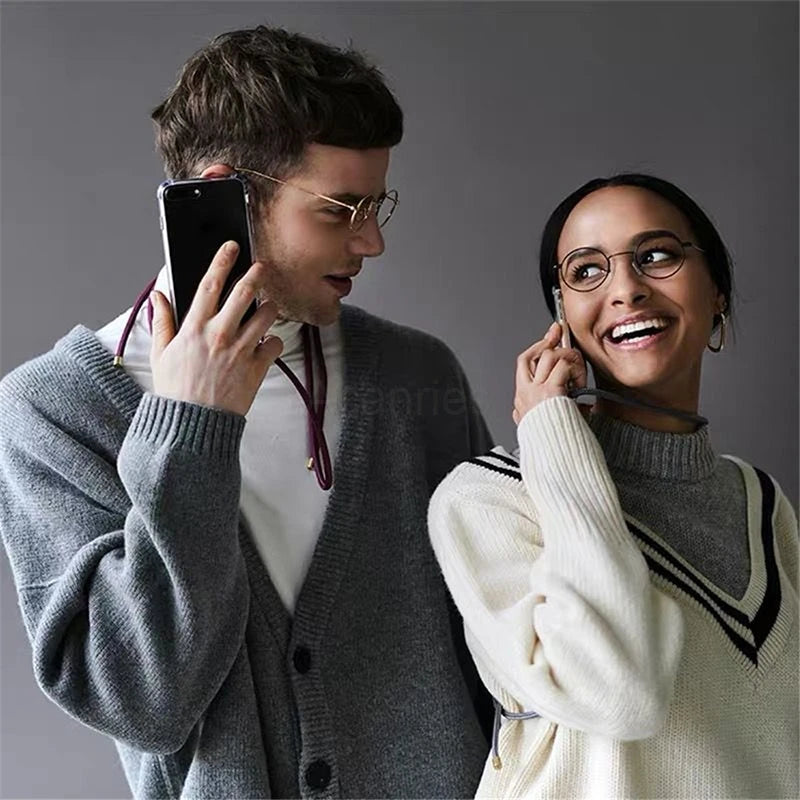 Fashion Crossbody Strap Lanyard Cord Phone Case On For Xiaomi Poco F3 X3 Nfc Pro M3 Necklace Silicone Soft Tpu Clear Back Cover