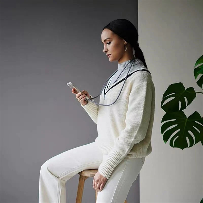 Fashion Crossbody Strap Lanyard Cord Phone Case On For Xiaomi Poco F3 X3 Nfc Pro M3 Necklace Silicone Soft Tpu Clear Back Cover