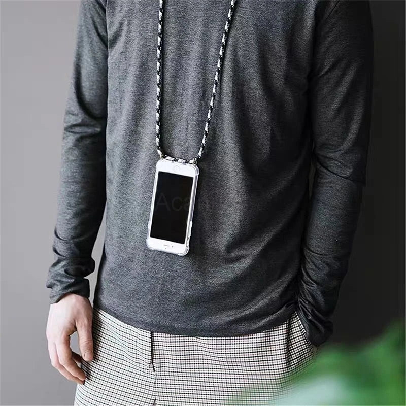 Fashion Crossbody Strap Lanyard Cord Phone Case On For Xiaomi Poco F3 X3 Nfc Pro M3 Necklace Silicone Soft Tpu Clear Back Cover