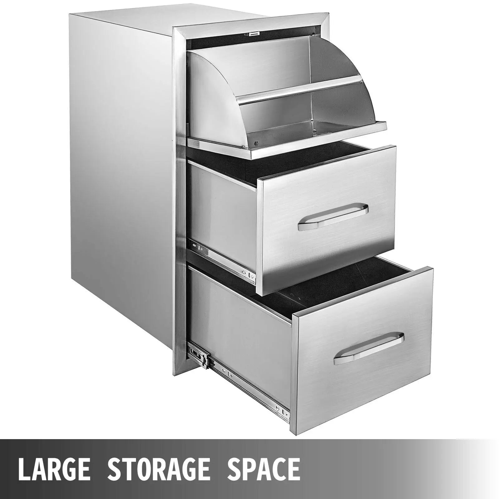 SucceBuy Stainless Steel Outdoor Kitchen Drawers W/ Handle Large Storage BBQ Island Great for Any Weather Condition