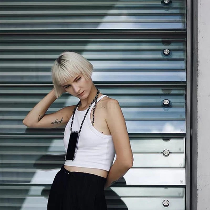 Fashion Crossbody Strap Lanyard Cord Phone Case On For Xiaomi Poco F3 X3 Nfc Pro M3 Necklace Silicone Soft Tpu Clear Back Cover