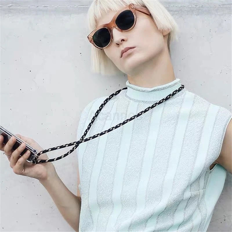 Fashion Crossbody Strap Lanyard Cord Phone Case On For Xiaomi Poco F3 X3 Nfc Pro M3 Necklace Silicone Soft Tpu Clear Back Cover