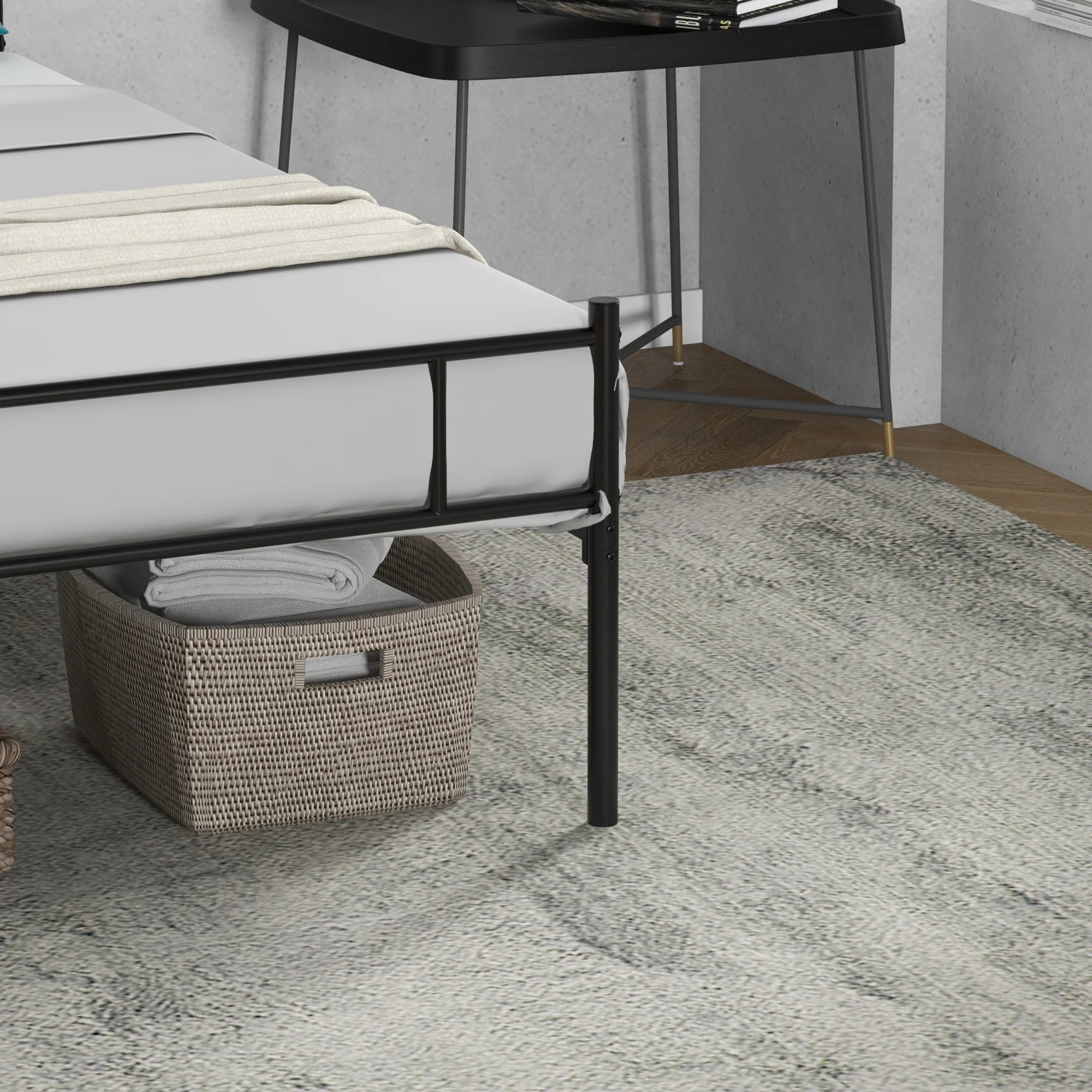 HOMCOM Single Metal Bed Frame w/ Headboard and Footboard, Underbed Storage Space