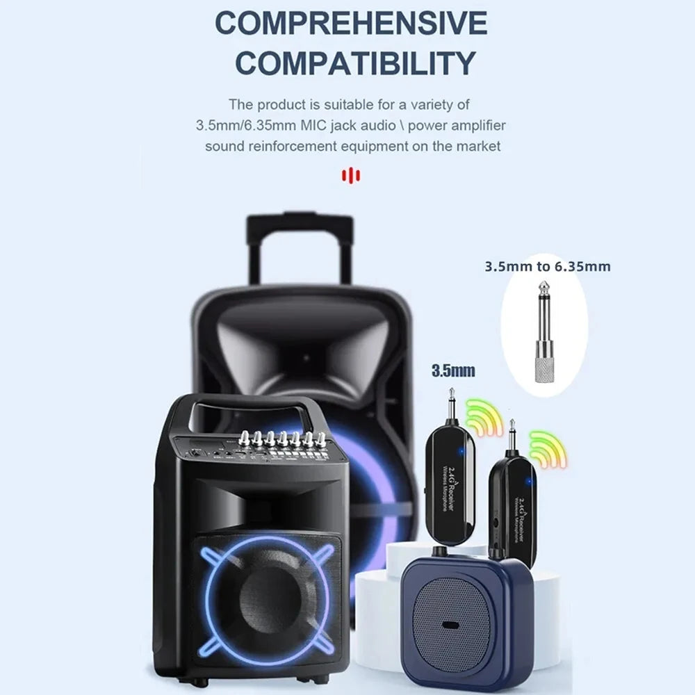 Wireless 2.4G Microphone Head Mounted Wireless Lavalier Set Transmitter Receiver 2 In 1 Rechargeable