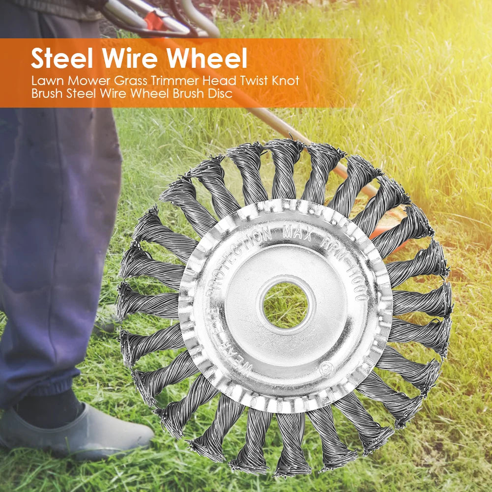 8PCS Steel Wire Wheel Grass Trimmer Head 115mm Brushcutter Wire Weed Brush Cutter Garden Grass Brush Disc Gardening Tool