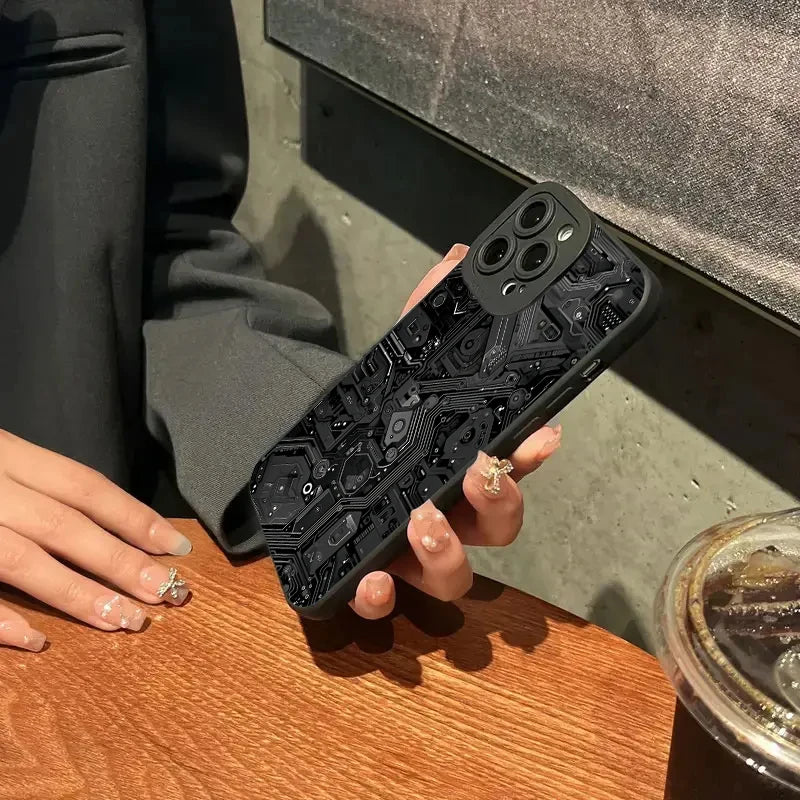 Creative Circuit Board Pattern Phone Case For Samsung Galaxy S25 S24 S23 S22 Ultra Plus FE A16 A06 A26 A54 A33 A34 Soft Cover