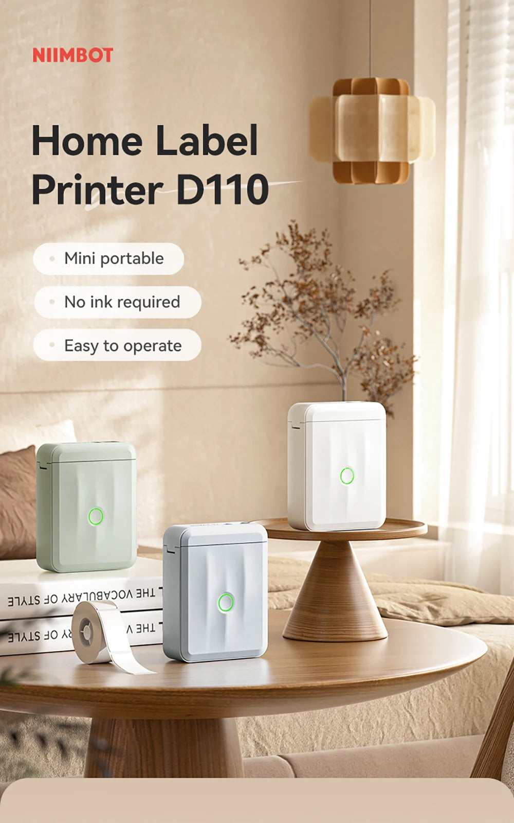 Niimbot D110/D11/H1S Mini Thermal Label Printer Portable Paper Maker Wireless Sticker Machine Inkless Labeller for Office Home
