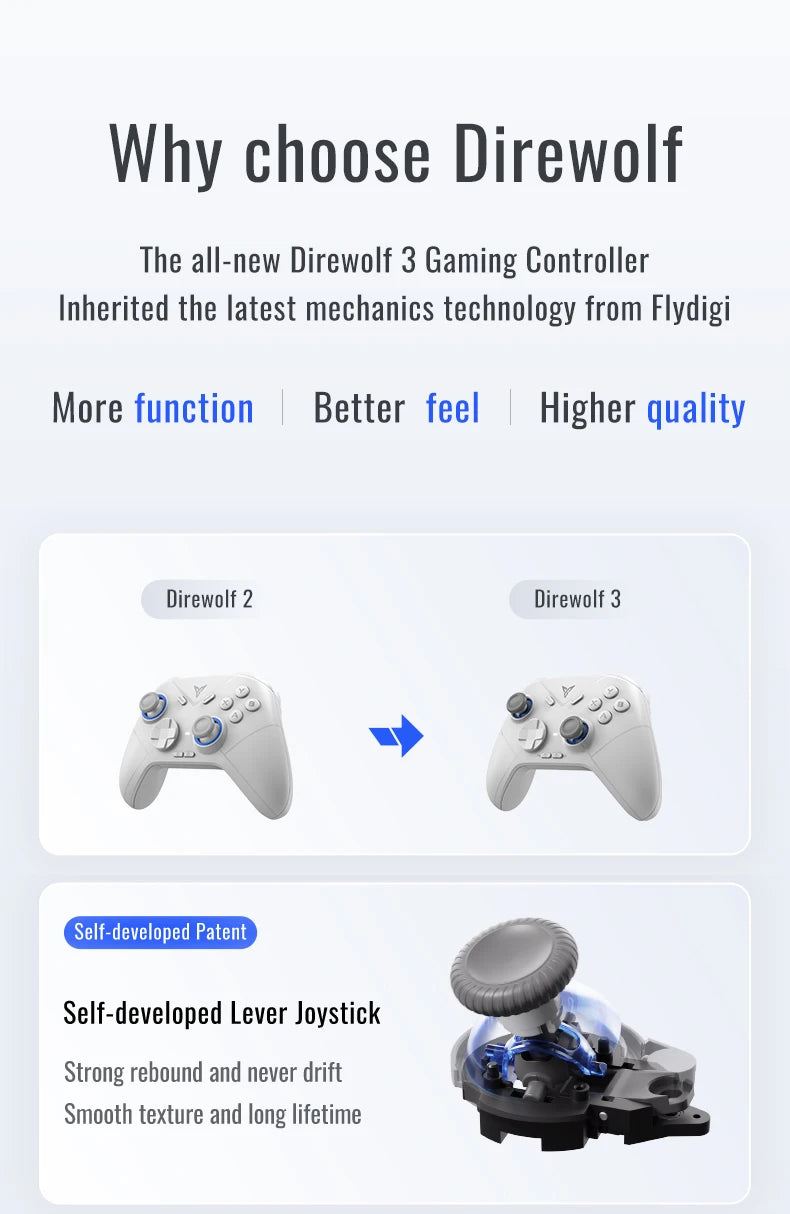 Flydigi Direwolf 3 Wireless Gaming Controller 1000Hz Self-develped lever joystick for PC NINTENDO SWITCH Android iOS Phone