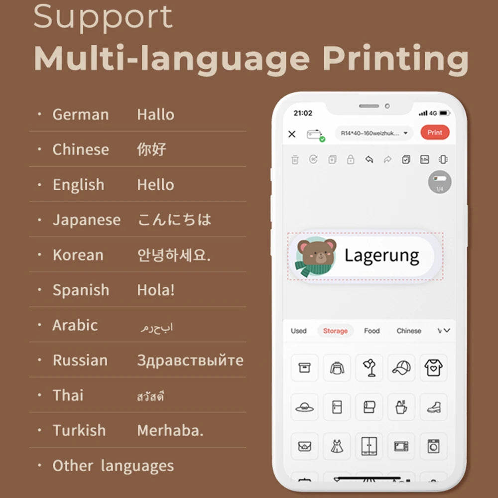 Niimbot D110/D11/H1S Mini Thermal Label Printer Portable Paper Maker Wireless Sticker Machine Inkless Labeller for Office Home