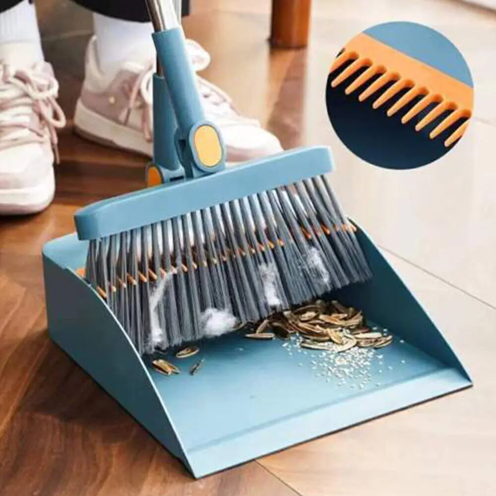 Brush Shovel Broom And Dustpan Combination Set Household Cleaning Tools Non-Stick Hair Dry Wet Dual-Use Broom Folding Set