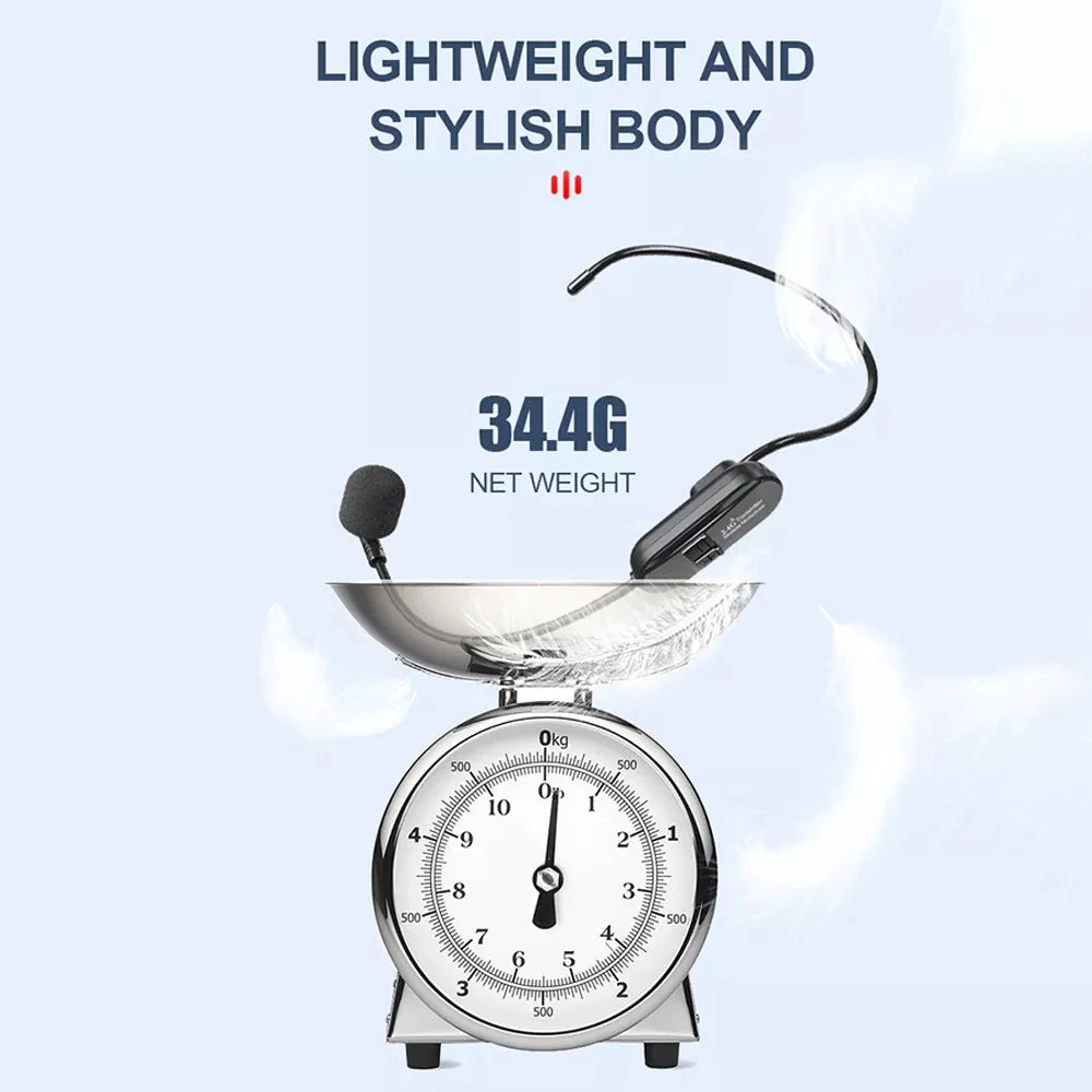 Wireless 2.4G Microphone Head Mounted Wireless Lavalier Set Transmitter Receiver 2 In 1 Rechargeable