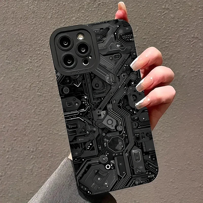 Creative Circuit Board Pattern Phone Case For Samsung Galaxy S25 S24 S23 S22 Ultra Plus FE A16 A06 A26 A54 A33 A34 Soft Cover