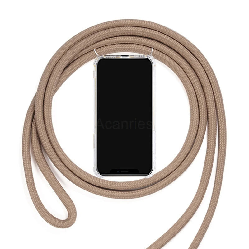 Fashion Crossbody Strap Lanyard Cord Phone Case On For Xiaomi Poco F3 X3 Nfc Pro M3 Necklace Silicone Soft Tpu Clear Back Cover