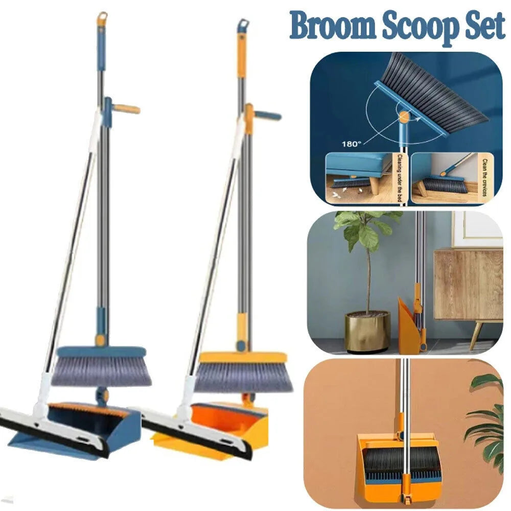 Brush Shovel Broom And Dustpan Combination Set Household Cleaning Tools Non-Stick Hair Dry Wet Dual-Use Broom Folding Set