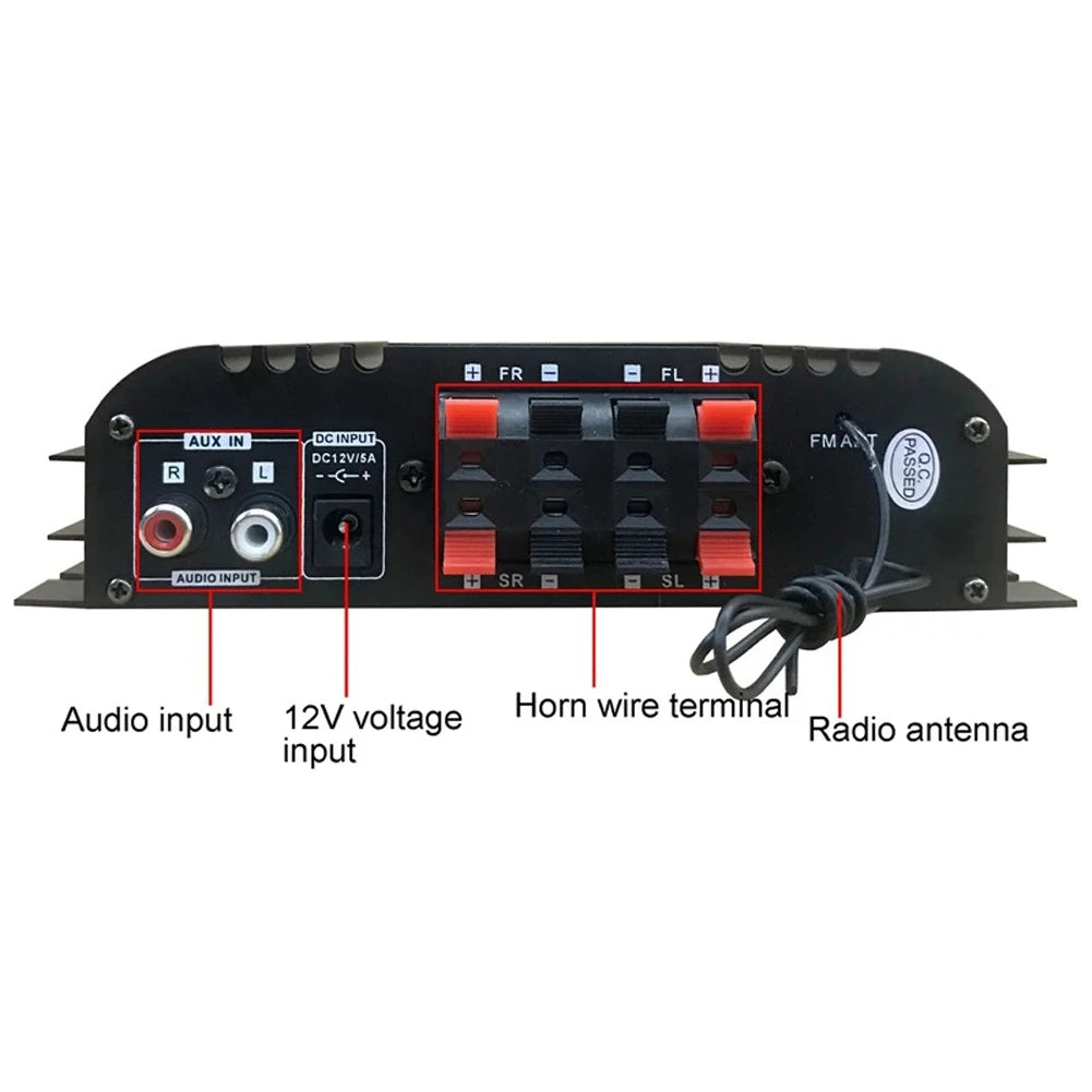 1800W Peak Power Digital 4 Channel Audio Amplifier HiFi Sound Amplifier Bluetooth Karaoke Player FM Radio Support Remote Control