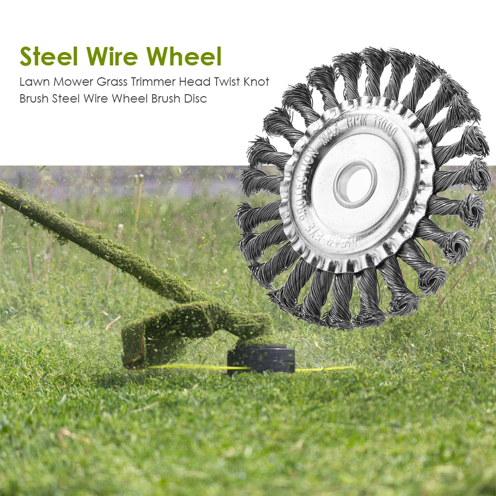 8PCS Steel Wire Wheel Grass Trimmer Head 115mm Brushcutter Wire Weed Brush Cutter Garden Grass Brush Disc Gardening Tool