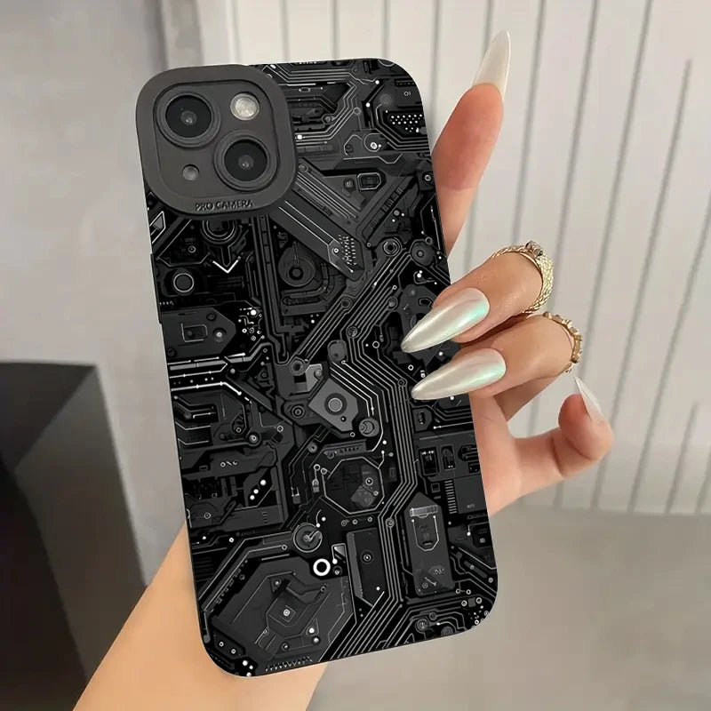 Creative Circuit Board Pattern Phone Case For Samsung Galaxy S25 S24 S23 S22 Ultra Plus FE A16 A06 A26 A54 A33 A34 Soft Cover