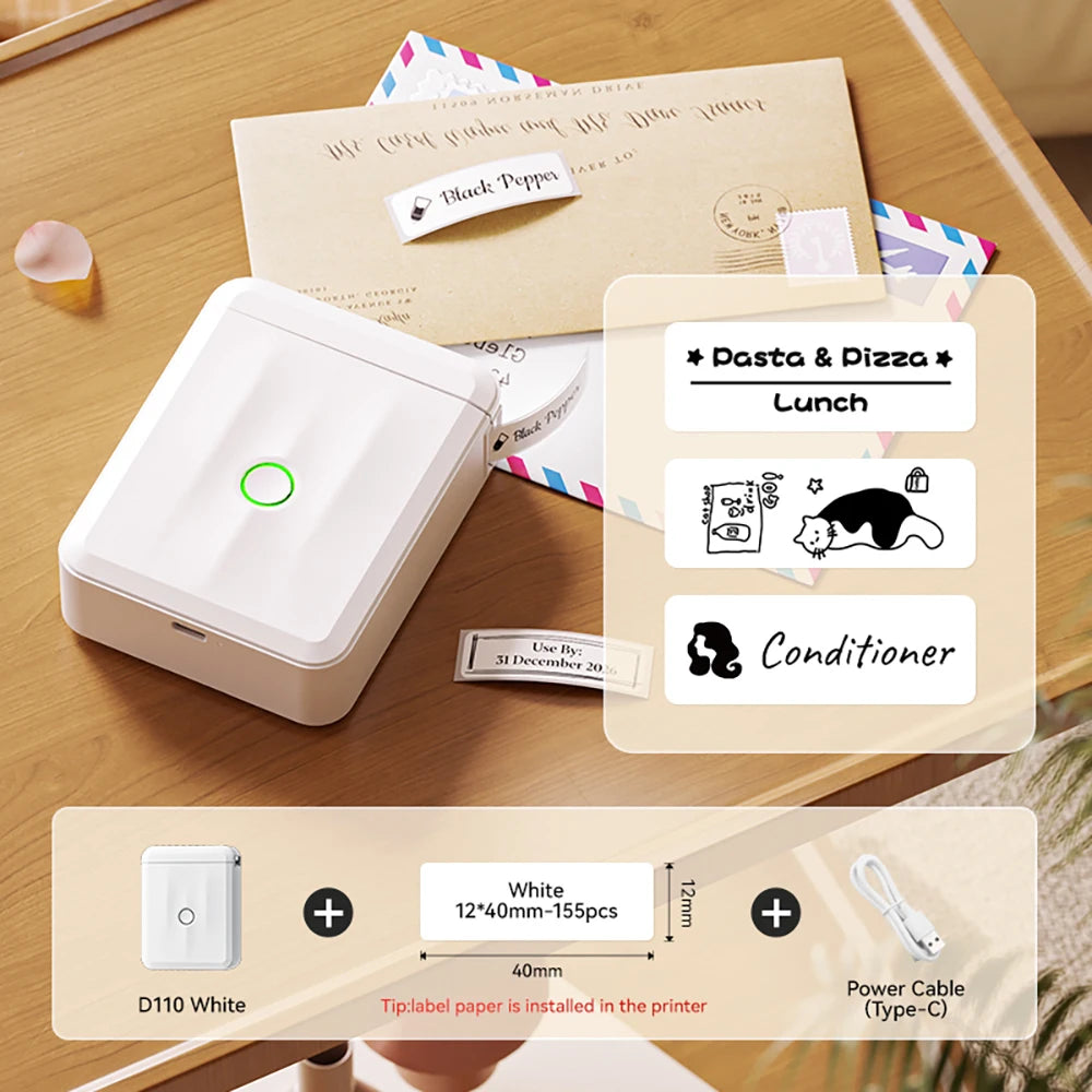 Niimbot D110/D11/H1S Mini Thermal Label Printer Portable Paper Maker Wireless Sticker Machine Inkless Labeller for Office Home