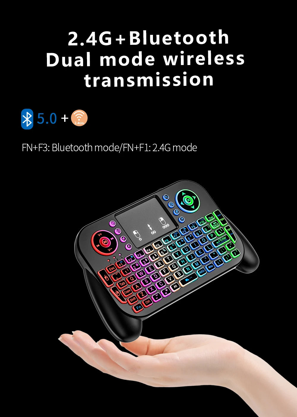 Mini Wireless Keyboard V8 7 Backlit 2.4G Bluetooth Air Mouse Remote Control Touchpad for Android TV Box