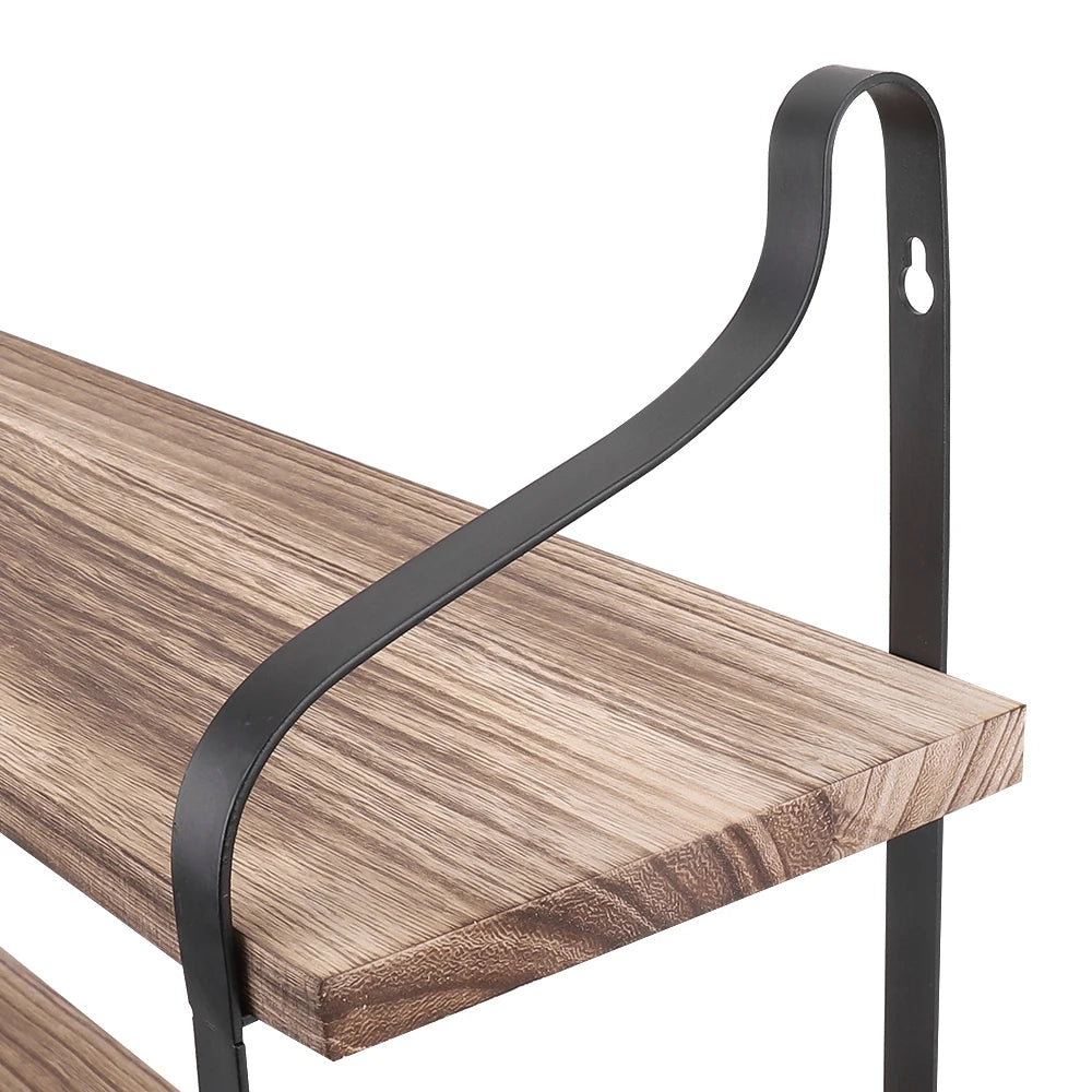 Wall Mounted Rack Display Wood Wall Shelves Rustic 2-Tier Wall Storage Shelf for Bedroom Living Room