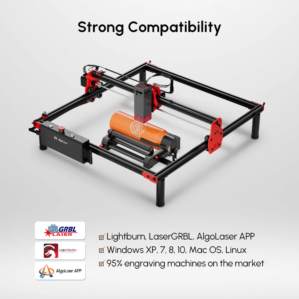 Algolaser Laser Rotary Roller Rotary Chuck Laser Engraver Y-axis Roller ARR/ARC/RR2 360° Rotating for Cylindrical Object Engrave