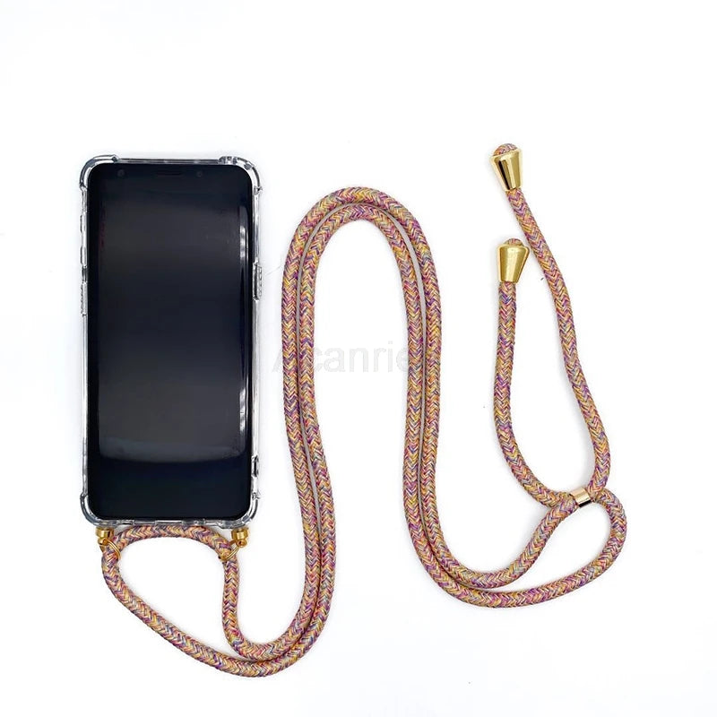 Fashion Crossbody Strap Lanyard Cord Phone Case On For Xiaomi Poco F3 X3 Nfc Pro M3 Necklace Silicone Soft Tpu Clear Back Cover