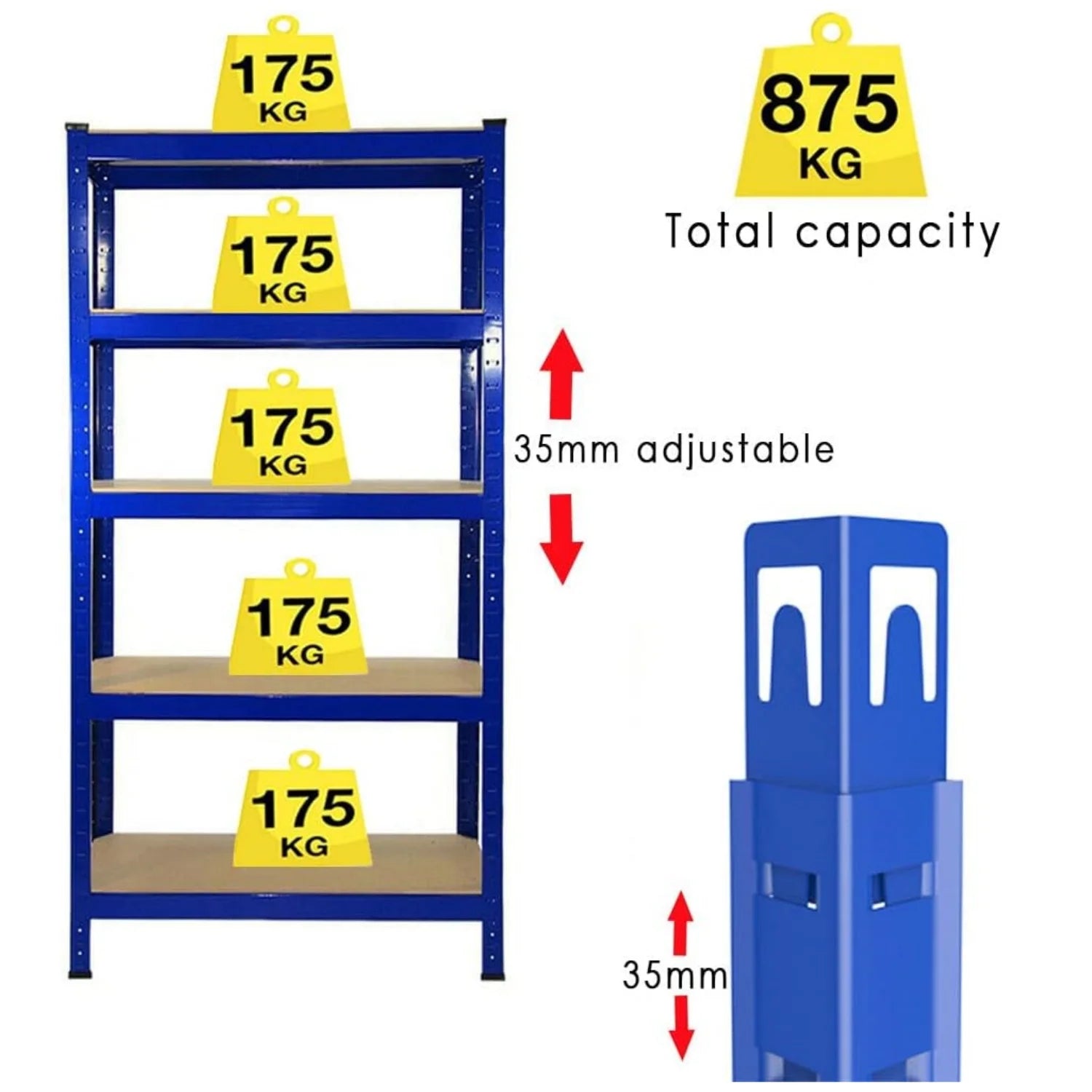 BRIEFNESS Workshop organiser Office storage shelf Multi-purpose shelf Blue 5-shelf shelf Can be used as bookshelf Display shelf