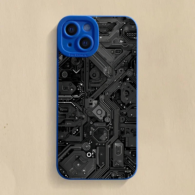 Creative Circuit Board Pattern Phone Case For Samsung Galaxy S25 S24 S23 S22 Ultra Plus FE A16 A06 A26 A54 A33 A34 Soft Cover