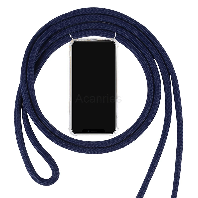 Fashion Crossbody Strap Lanyard Cord Phone Case On For Xiaomi Poco F3 X3 Nfc Pro M3 Necklace Silicone Soft Tpu Clear Back Cover