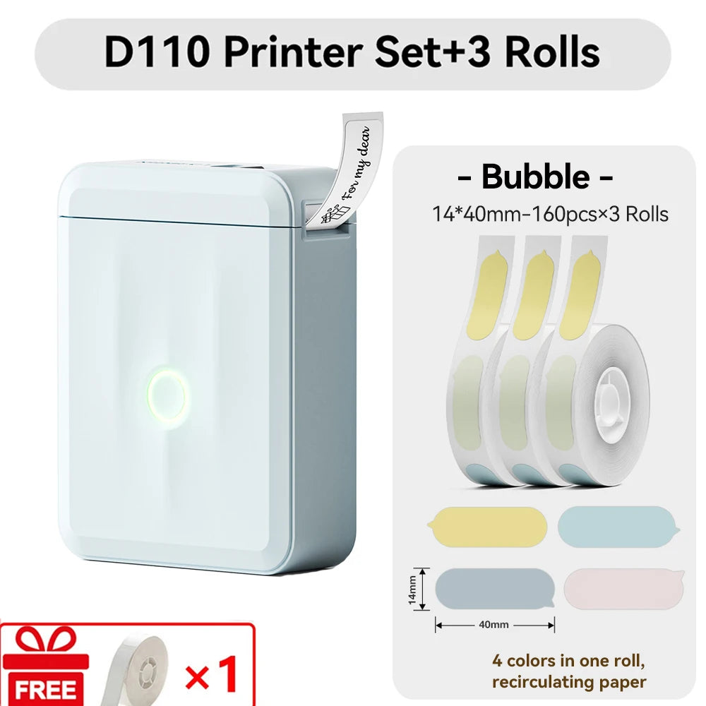 Niimbot D110/D11/H1S Mini Thermal Label Printer Portable Paper Maker Wireless Sticker Machine Inkless Labeller for Office Home