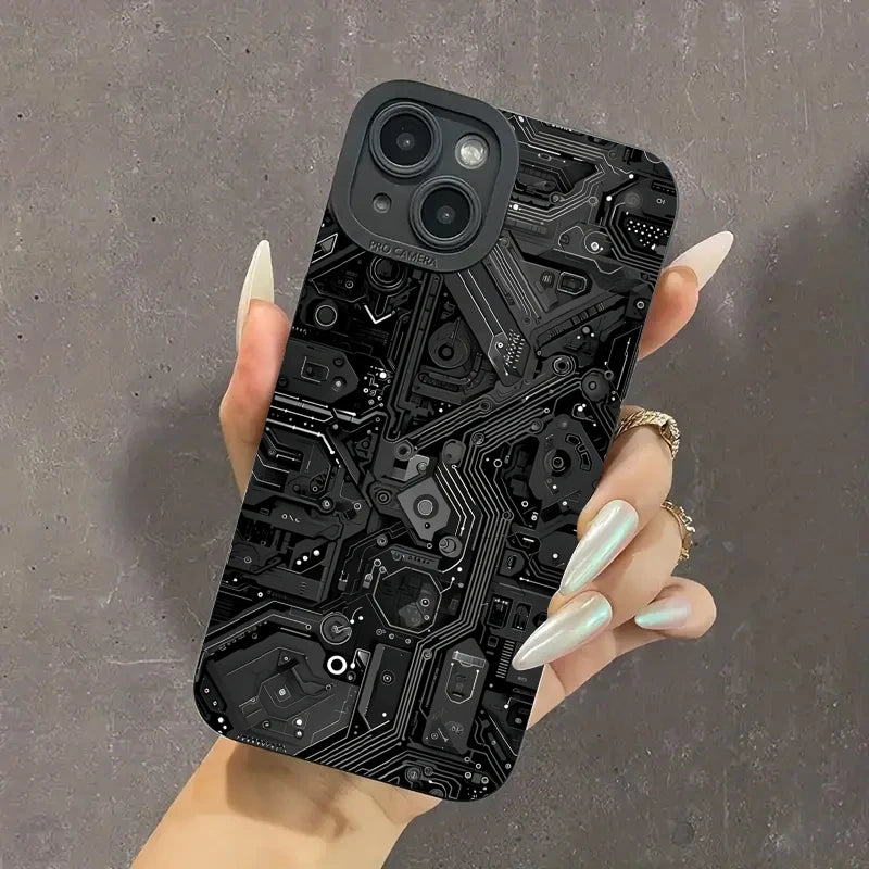 Creative Circuit Board Pattern Phone Case For Samsung Galaxy S25 S24 S23 S22 Ultra Plus FE A16 A06 A26 A54 A33 A34 Soft Cover