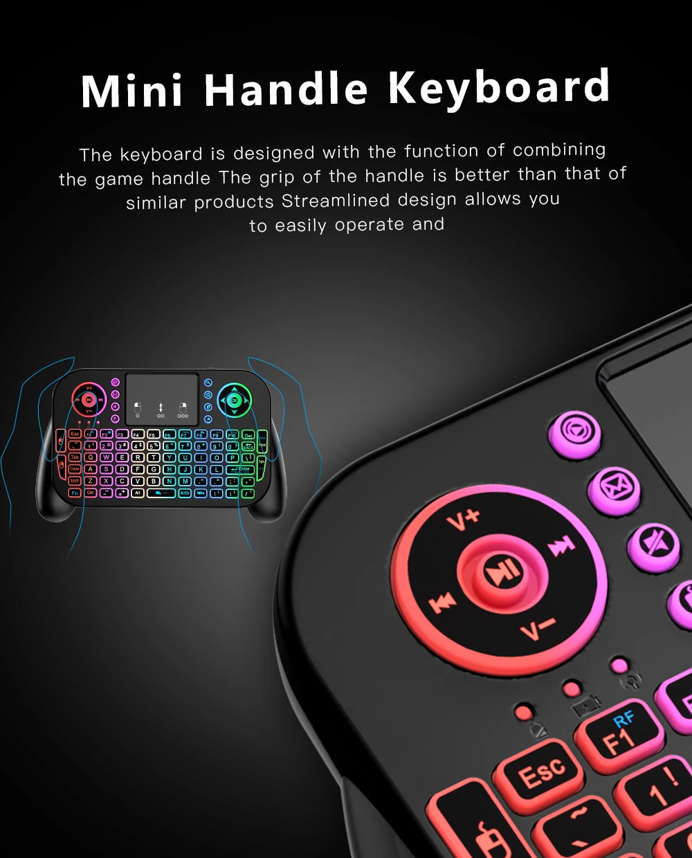 Mini Wireless Keyboard V8 7 Backlit 2.4G Bluetooth Air Mouse Remote Control Touchpad for Android TV Box