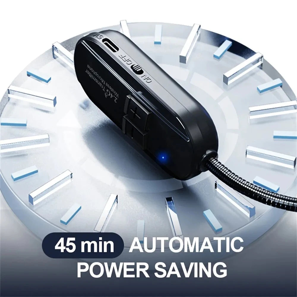 Wireless 2.4G Microphone Head Mounted Wireless Lavalier Set Transmitter Receiver 2 In 1 Rechargeable