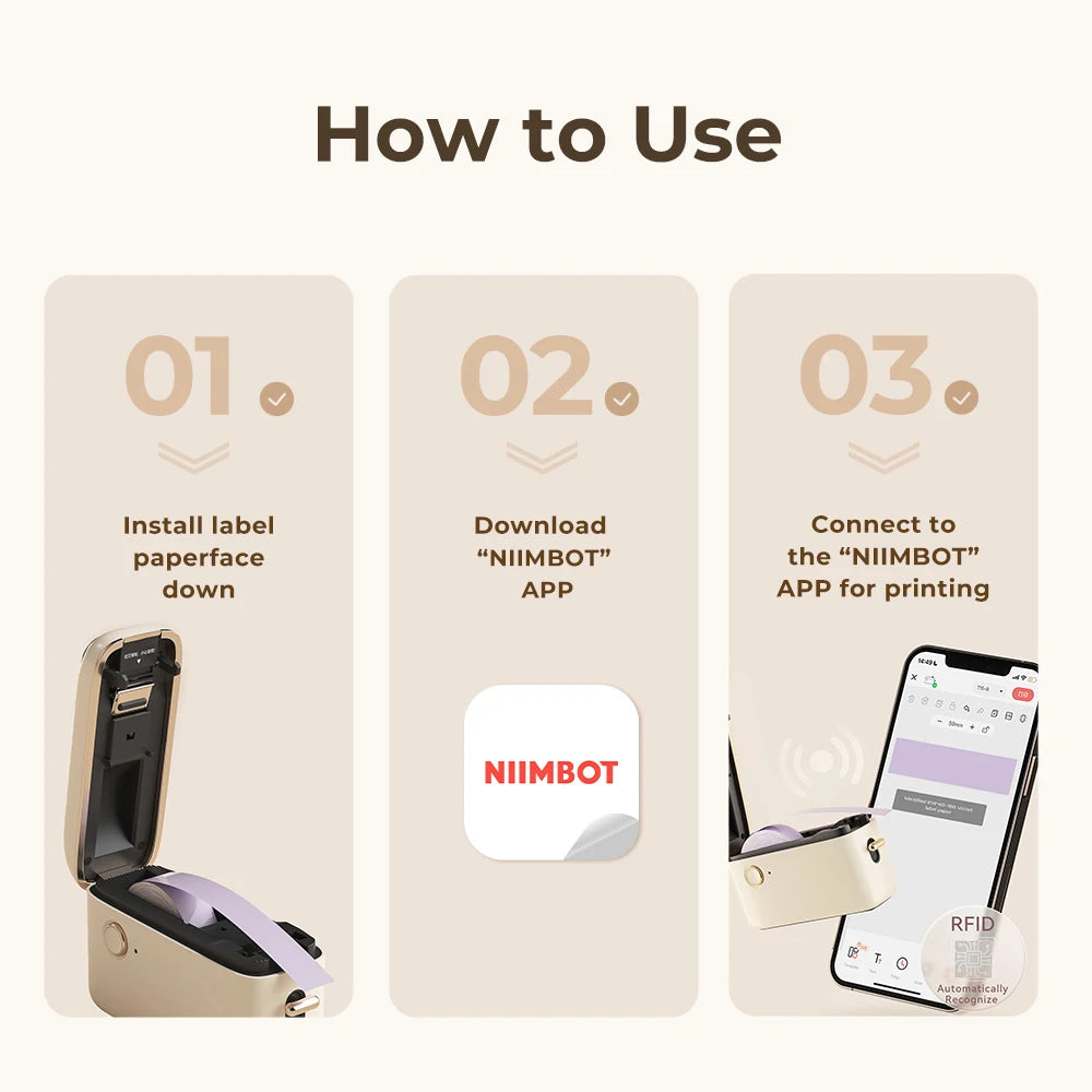 Niimbot D110/D11/H1S Mini Thermal Label Printer Portable Paper Maker Wireless Sticker Machine Inkless Labeller for Office Home