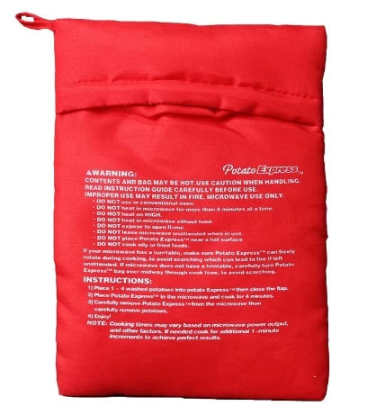 Microwave Potato Bag Reusable Express Microwave Potato Cooker Bag Baked Potato Cooker Perfect Potatoes 4 Minutes Red Baked Pouch