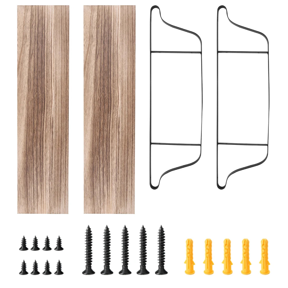 Wall Mounted Rack Display Wood Wall Shelves Rustic 2-Tier Wall Storage Shelf for Bedroom Living Room