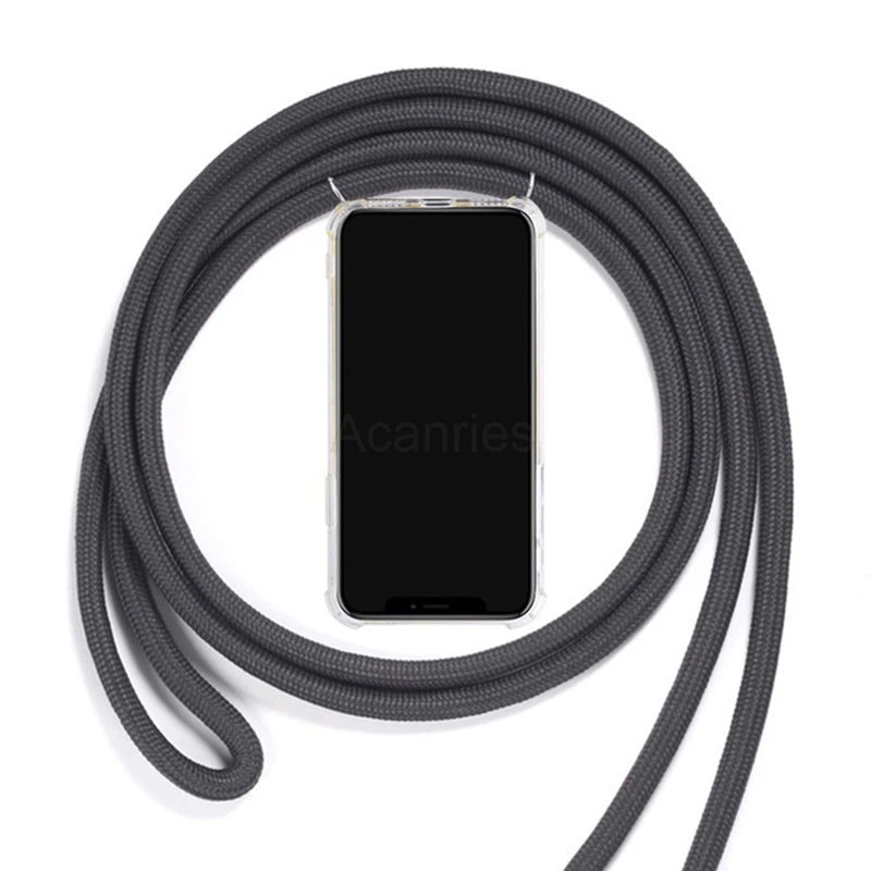 Fashion Crossbody Strap Lanyard Cord Phone Case On For Xiaomi Poco F3 X3 Nfc Pro M3 Necklace Silicone Soft Tpu Clear Back Cover