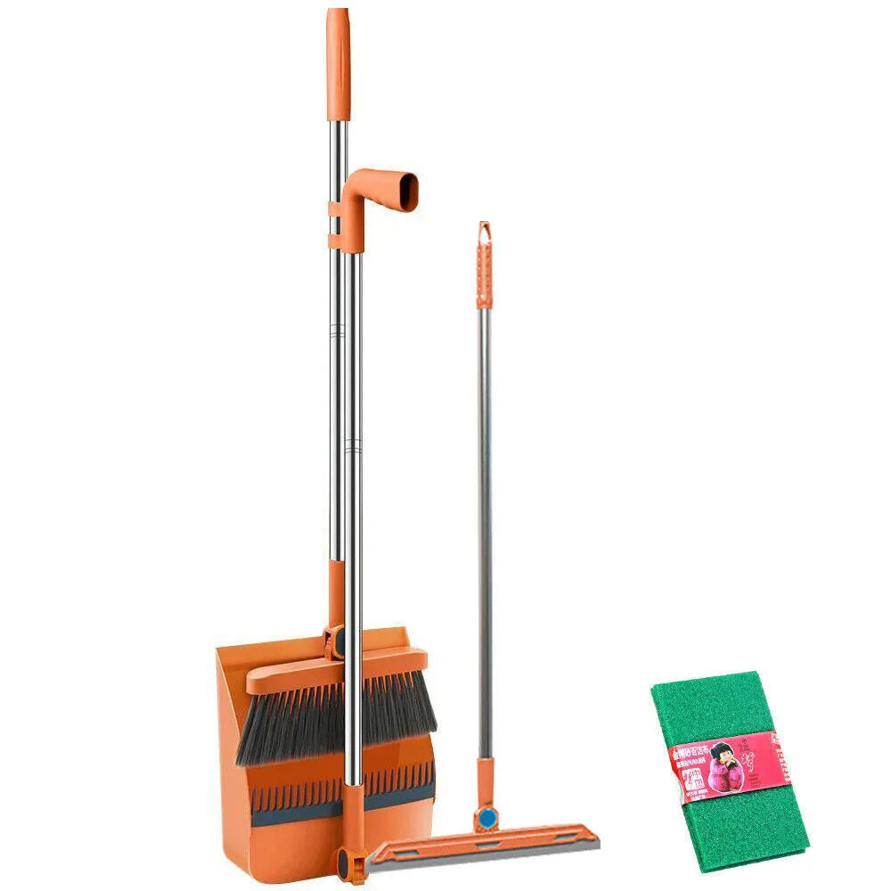 Brush Shovel Broom And Dustpan Combination Set Household Cleaning Tools Non-Stick Hair Dry Wet Dual-Use Broom Folding Set
