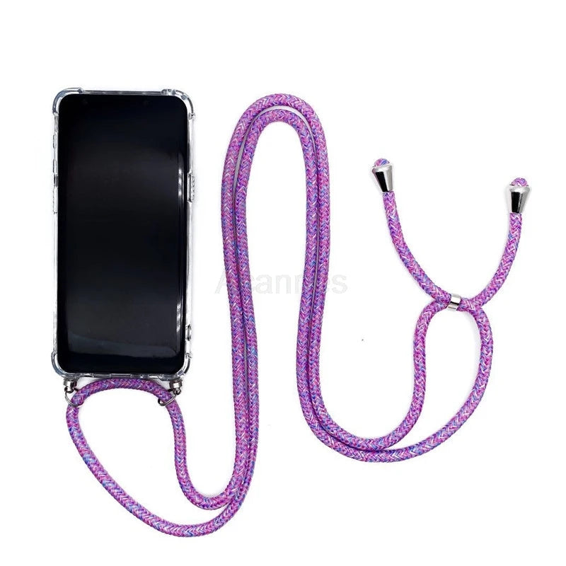 Fashion Crossbody Strap Lanyard Cord Phone Case On For Xiaomi Poco F3 X3 Nfc Pro M3 Necklace Silicone Soft Tpu Clear Back Cover