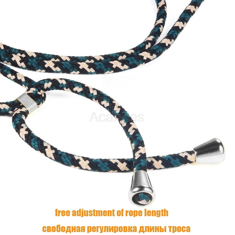 Fashion Crossbody Strap Lanyard Cord Phone Case On For Xiaomi Poco F3 X3 Nfc Pro M3 Necklace Silicone Soft Tpu Clear Back Cover