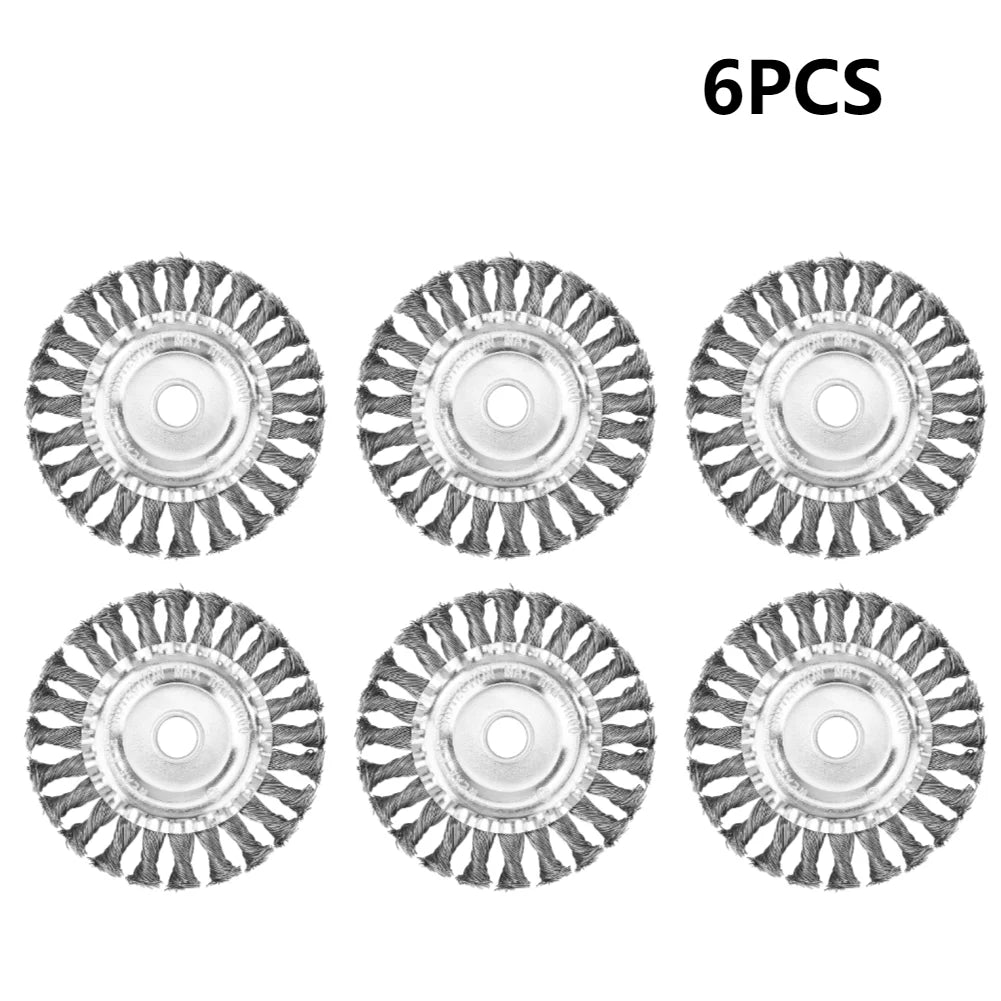 8PCS Steel Wire Wheel Grass Trimmer Head 115mm Brushcutter Wire Weed Brush Cutter Garden Grass Brush Disc Gardening Tool