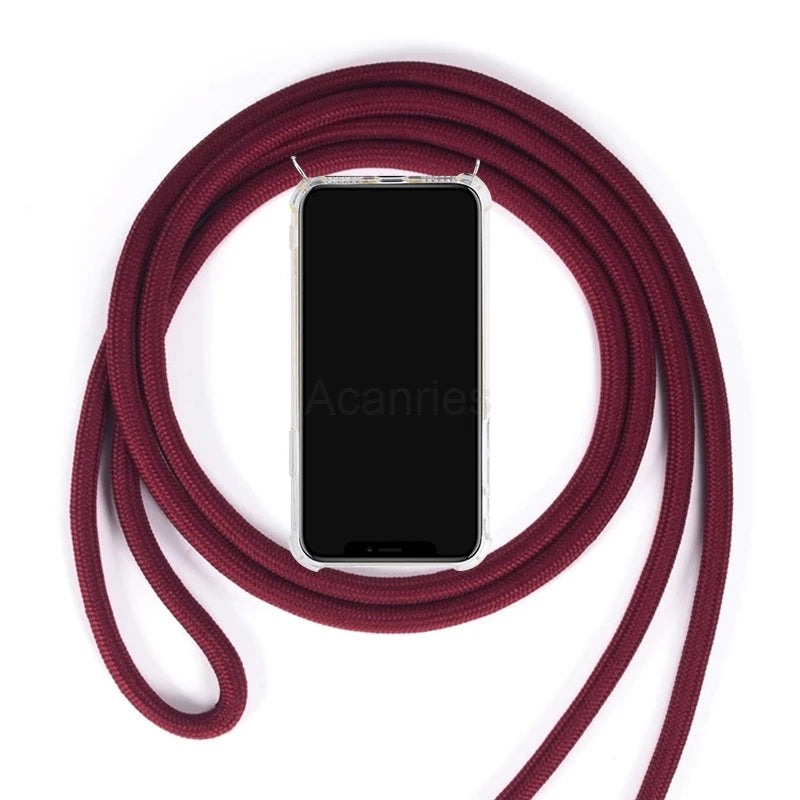 Fashion Crossbody Strap Lanyard Cord Phone Case On For Xiaomi Poco F3 X3 Nfc Pro M3 Necklace Silicone Soft Tpu Clear Back Cover