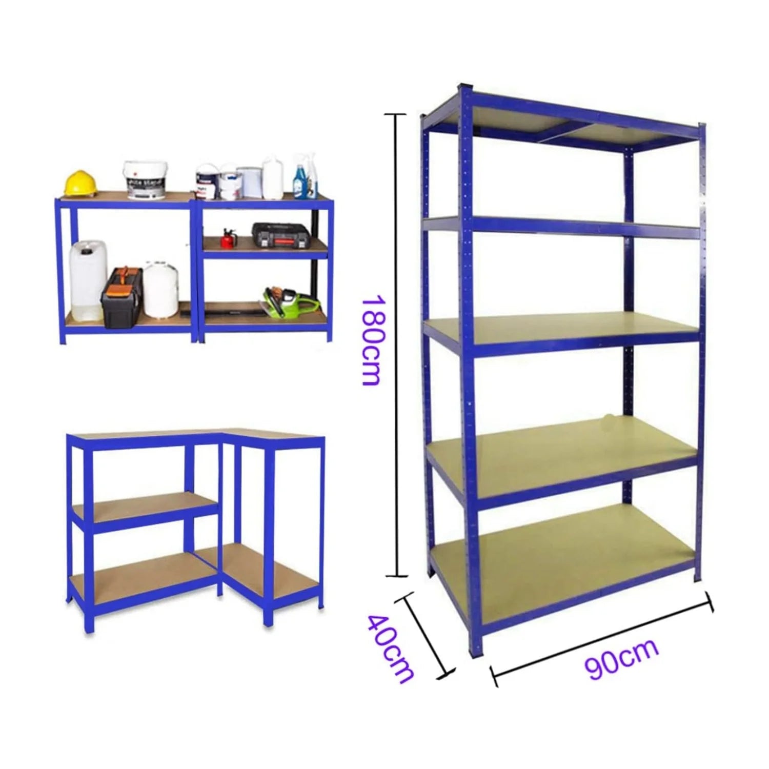 BRIEFNESS Workshop organiser Office storage shelf Multi-purpose shelf Blue 5-shelf shelf Can be used as bookshelf Display shelf