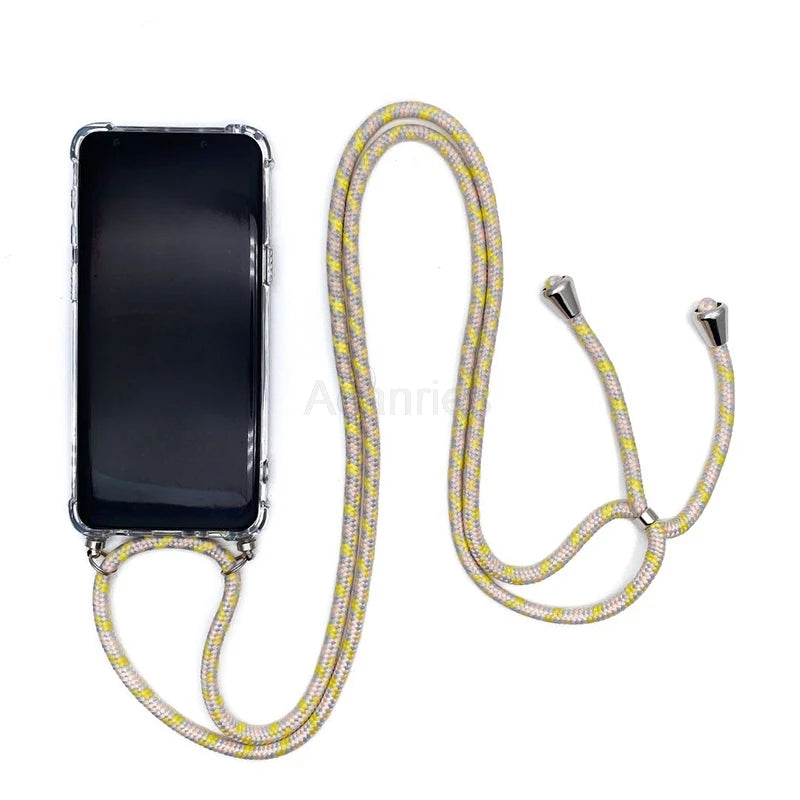 Fashion Crossbody Strap Lanyard Cord Phone Case On For Xiaomi Poco F3 X3 Nfc Pro M3 Necklace Silicone Soft Tpu Clear Back Cover