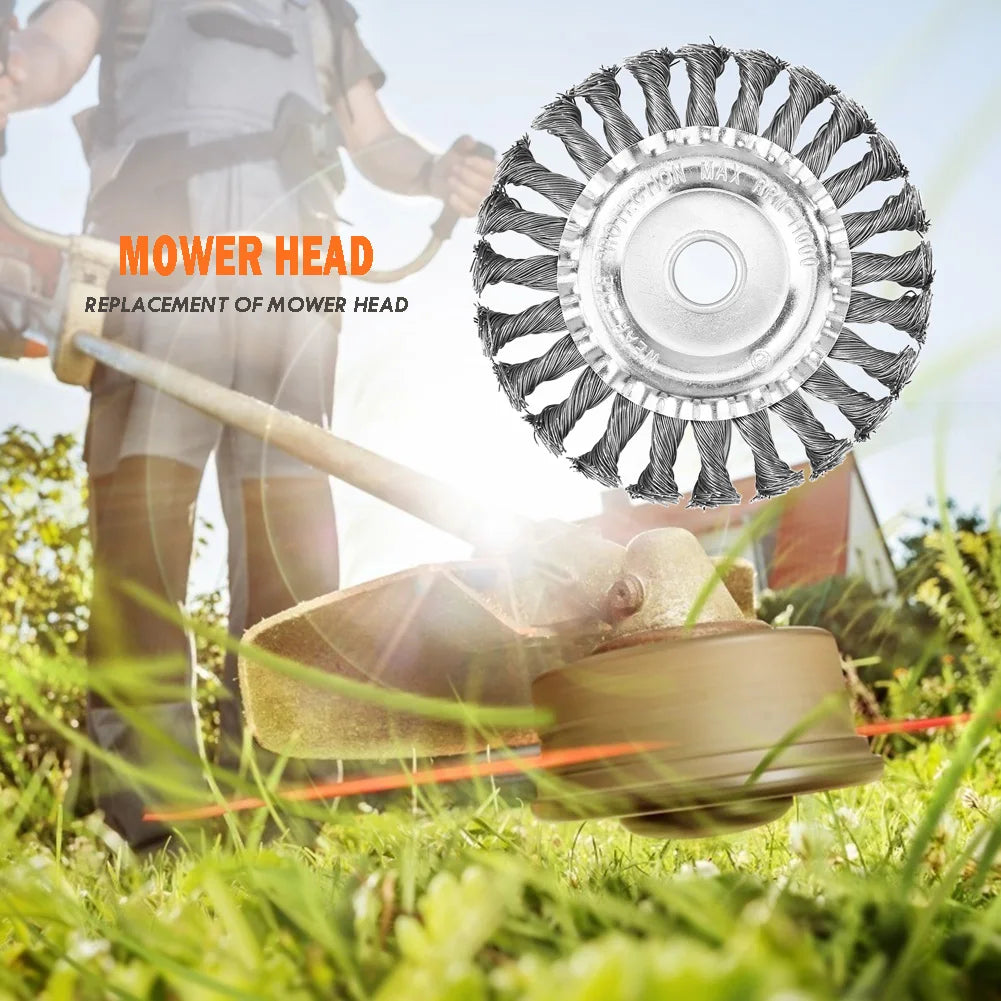 8PCS Steel Wire Wheel Grass Trimmer Head 115mm Brushcutter Wire Weed Brush Cutter Garden Grass Brush Disc Gardening Tool