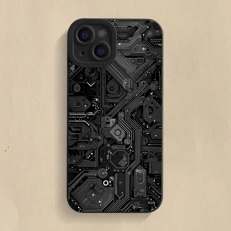 Creative Circuit Board Pattern Phone Case For Samsung Galaxy S25 S24 S23 S22 Ultra Plus FE A16 A06 A26 A54 A33 A34 Soft Cover