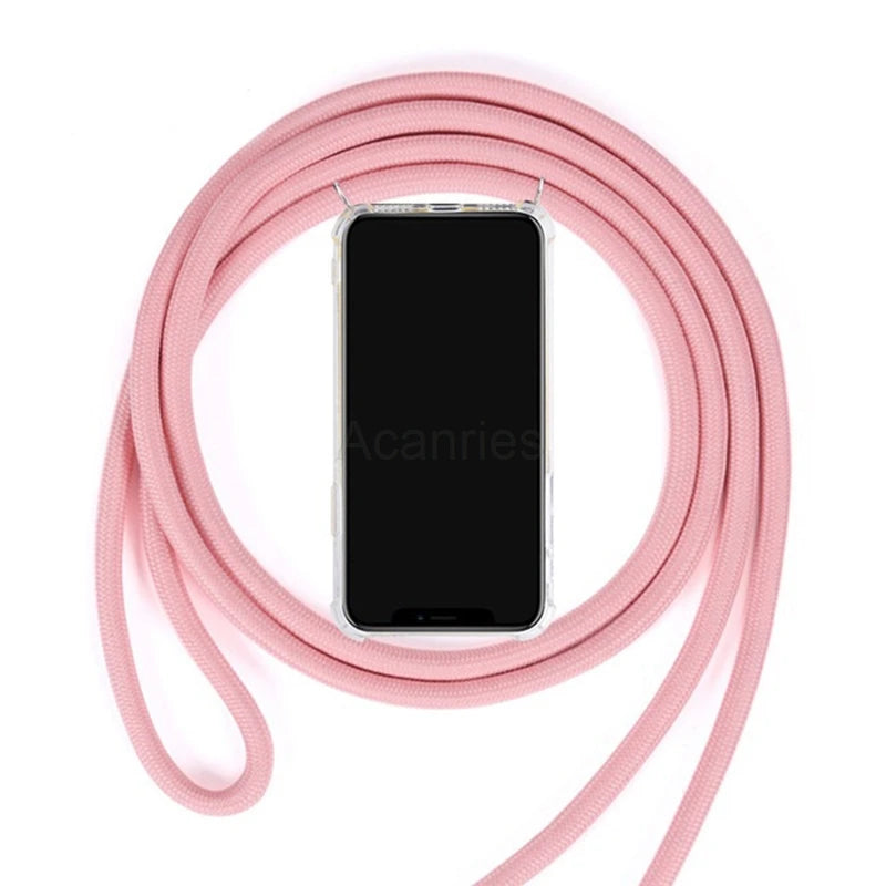 Fashion Crossbody Strap Lanyard Cord Phone Case On For Xiaomi Poco F3 X3 Nfc Pro M3 Necklace Silicone Soft Tpu Clear Back Cover