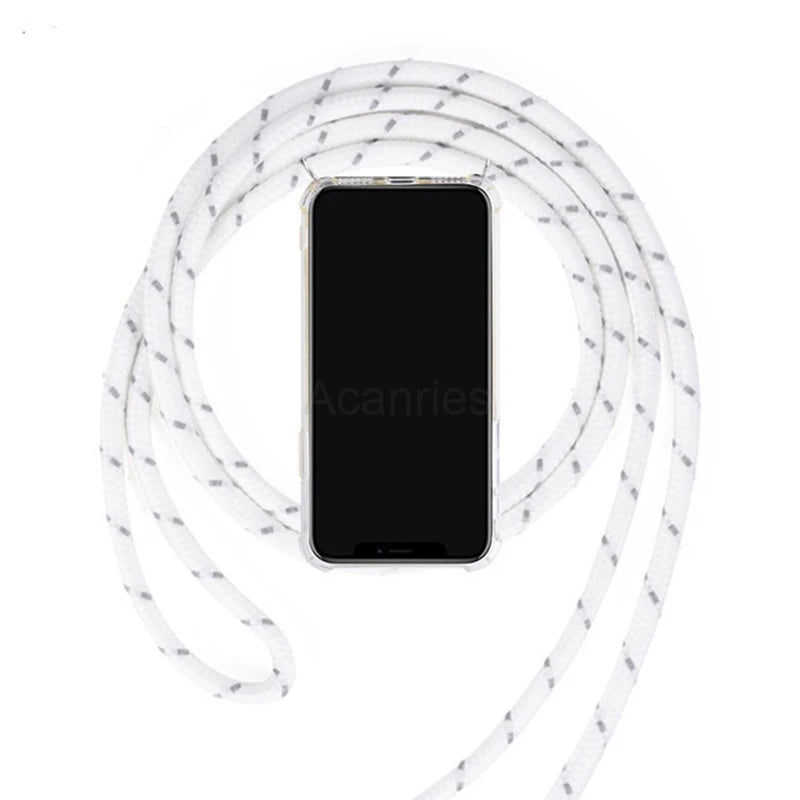 Fashion Crossbody Strap Lanyard Cord Phone Case On For Xiaomi Poco F3 X3 Nfc Pro M3 Necklace Silicone Soft Tpu Clear Back Cover
